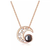 Elegant Lady Moon Copper Zircon Pendant Necklace In Bulk main image 4