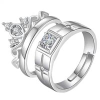 Elegant Lady Geometric Crown Alloy Plating Inlay Zircon Women's Open Rings main image 3
