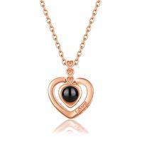 Elegant Korean Style Heart Shape Copper Zircon Pendant Necklace In Bulk main image 3