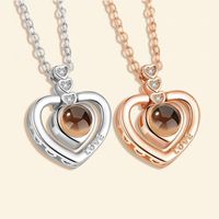 Elegant Korean Style Heart Shape Copper Zircon Pendant Necklace In Bulk main image 5