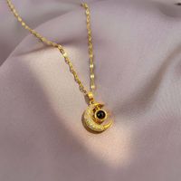 Casual Streetwear Moon Copper Zircon Pendant Necklace In Bulk sku image 2
