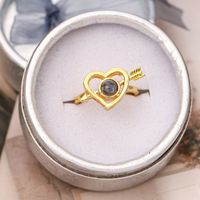 Retro Sweet Roman Style Heart Shape Copper Open Rings In Bulk main image 1