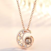 Elegant Lady Moon Copper Zircon Pendant Necklace In Bulk main image 3
