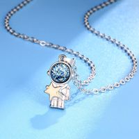 Cartoon Style Astronaut Star Moon Titanium Steel Pendant Necklace main image 2