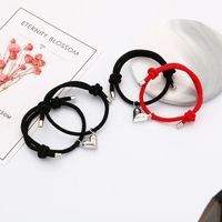 Elegant Simple Style Heart Shape Alloy Rope Plating Valentine's Day Couple Drawstring Bracelets main image 3