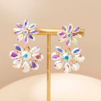 1 Pair Vintage Style Vacation Flower Plating Inlay Alloy Glass Rhinestones Gold Plated Drop Earrings main image 3
