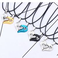 Streetwear Heart Shape Stainless Steel Plating Valentine's Day Couple Pendant Necklace main image 5