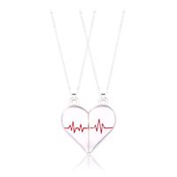 Simple Style Streetwear Electrocardiogram Heart Shape Alloy Plating Valentine's Day Couple Pendant Necklace sku image 1