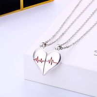 Simple Style Streetwear Electrocardiogram Heart Shape Alloy Plating Valentine's Day Couple Pendant Necklace main image 5