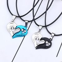 Streetwear Heart Shape Stainless Steel Plating Valentine's Day Couple Pendant Necklace main image 3