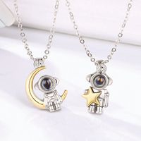 Cute Streetwear Astronaut Star Moon Alloy Plating Valentine's Day Couple Pendant Necklace main image 1