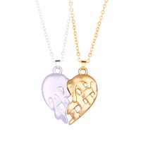 Streetwear Heart Shape Alloy Plating Valentine's Day Couple Pendant Necklace sku image 1