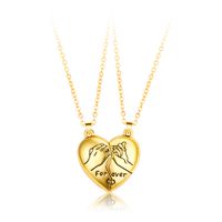 Simple Style Streetwear Heart Shape Alloy Plating Valentine's Day Couple Pendant Necklace sku image 2