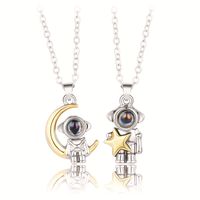 Cute Streetwear Astronaut Star Moon Alloy Plating Valentine's Day Couple Pendant Necklace sku image 3