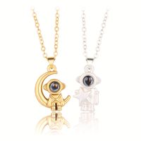 Cute Streetwear Astronaut Star Moon Alloy Plating Valentine's Day Couple Pendant Necklace main image 2