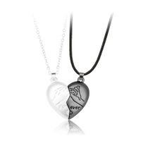 Simple Style Streetwear Heart Shape Alloy Plating Valentine's Day Couple Pendant Necklace sku image 4