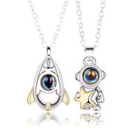 Classic Style Streetwear Astronaut Star Alloy Valentine's Day Couple Pendant Necklace main image 3