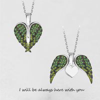 Ig Style Simple Style Heart Shape Wings Copper Zircon Pendant Necklace In Bulk sku image 1