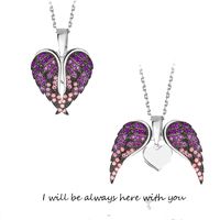 Ig Style Simple Style Heart Shape Wings Copper Zircon Pendant Necklace In Bulk main image 3