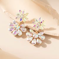 1 Pair Vintage Style Vacation Flower Plating Inlay Alloy Glass Rhinestones Gold Plated Drop Earrings sku image 1