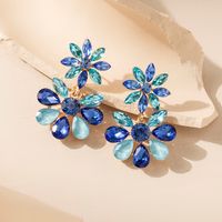1 Pair Vintage Style Vacation Flower Plating Inlay Alloy Glass Rhinestones Gold Plated Drop Earrings sku image 2
