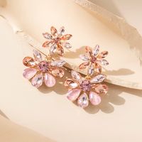 1 Pair Vintage Style Vacation Flower Plating Inlay Alloy Glass Rhinestones Gold Plated Drop Earrings sku image 4