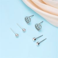 Wholesale Jewelry Simple Style Star Tree Heart Shape Stainless Steel Alloy Rhinestones Plating Inlay Ear Studs main image 5