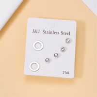 Wholesale Jewelry Simple Style Star Tree Heart Shape Stainless Steel Alloy Rhinestones Plating Inlay Ear Studs sku image 11