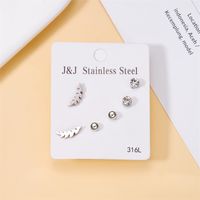 Wholesale Jewelry Simple Style Star Tree Heart Shape Stainless Steel Alloy Rhinestones Plating Inlay Ear Studs sku image 13