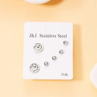 Wholesale Jewelry Simple Style Star Tree Heart Shape Stainless Steel Alloy Rhinestones Plating Inlay Ear Studs sku image 9