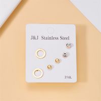 Wholesale Jewelry Simple Style Star Tree Heart Shape Stainless Steel Alloy Rhinestones Plating Inlay Ear Studs sku image 14
