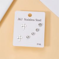 Wholesale Jewelry Simple Style Star Tree Heart Shape Stainless Steel Alloy Rhinestones Plating Inlay Ear Studs sku image 1