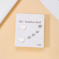 Wholesale Jewelry Simple Style Star Tree Heart Shape Stainless Steel Alloy Rhinestones Plating Inlay Ear Studs sku image 2