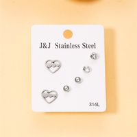 Wholesale Jewelry Simple Style Star Tree Heart Shape Stainless Steel Alloy Rhinestones Plating Inlay Ear Studs sku image 10
