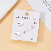 Wholesale Jewelry Simple Style Star Tree Heart Shape Stainless Steel Alloy Rhinestones Plating Inlay Ear Studs sku image 5