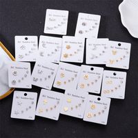 Wholesale Jewelry Simple Style Star Tree Heart Shape Stainless Steel Alloy Rhinestones Plating Inlay Ear Studs main image 1