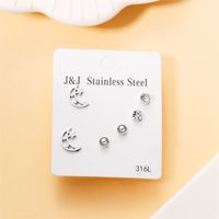 Wholesale Jewelry Simple Style Star Tree Heart Shape Stainless Steel Alloy Rhinestones Plating Inlay Ear Studs sku image 12