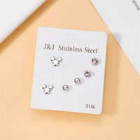 Wholesale Jewelry Simple Style Star Tree Heart Shape Stainless Steel Alloy Rhinestones Plating Inlay Ear Studs sku image 12