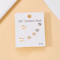 Wholesale Jewelry Simple Style Star Tree Heart Shape Stainless Steel Alloy Rhinestones Plating Inlay Ear Studs sku image 13