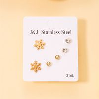 Wholesale Jewelry Simple Style Star Tree Heart Shape Stainless Steel Alloy Rhinestones Plating Inlay Ear Studs sku image 6