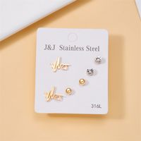 Wholesale Jewelry Simple Style Star Tree Heart Shape Stainless Steel Alloy Rhinestones Plating Inlay Ear Studs sku image 4