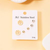 Wholesale Jewelry Simple Style Star Tree Heart Shape Stainless Steel Alloy Rhinestones Plating Inlay Ear Studs sku image 8