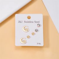 Wholesale Jewelry Simple Style Star Tree Heart Shape Stainless Steel Alloy Rhinestones Plating Inlay Ear Studs sku image 21