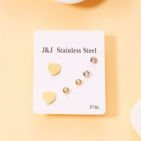 Wholesale Jewelry Simple Style Star Tree Heart Shape Stainless Steel Alloy Rhinestones Plating Inlay Ear Studs sku image 2