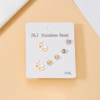Wholesale Jewelry Simple Style Star Tree Heart Shape Stainless Steel Alloy Rhinestones Plating Inlay Ear Studs sku image 15