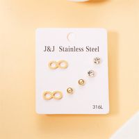 Wholesale Jewelry Simple Style Star Tree Heart Shape Stainless Steel Alloy Rhinestones Plating Inlay Ear Studs sku image 18