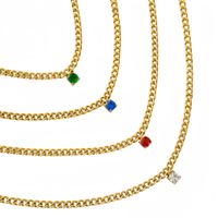 Retro Geometrisch Titan Stahl Überzug Inlay Zirkon Halskette Mit Anhänger main image 5