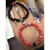 Romántico Dulce Geométrico Bloque De Color Piedra Con Cuentas Día De San Valentín Pareja Pulsera sku image 26