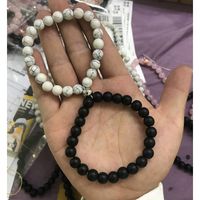 Romántico Dulce Geométrico Bloque De Color Piedra Con Cuentas Día De San Valentín Pareja Pulsera sku image 12