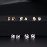 1 Set Cute Simple Style Solid Color Plating Inlay Copper Zircon 14k Gold Plated Rose Gold Plated White Gold Plated Ear Studs main image 5